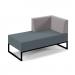 Nera modular soft seating double bench with left hand back and arm and black frame - elapse grey seat with forecast grey back