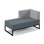 Nera modular soft seating double bench with left hand back and arm and black frame - elapse grey seat with late grey back NERA-D-BLA-K-EG-LG