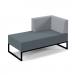 Nera modular soft seating double bench with left hand back and arm and black frame - elapse grey seat with late grey back
