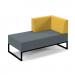 Nera modular soft seating double bench with left hand back and arm and black frame - elapse grey seat with lifetime yellow back