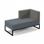 Nera modular soft seating double bench with left hand back and arm and black frame - elapse grey seat with present grey back NERA-D-BLA-K-EG-PG