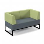 Nera modular soft seating double bench with double back and arms and black frame - elapse grey seat with endurance green back NERA-D-BRABLA-K-EG-EN