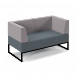 Nera modular soft seating double bench with double back and arms and black frame - elapse grey seat with forecast grey back NERA-D-BRABLA-K-EG-FG