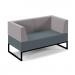 Nera modular soft seating double bench with double back and arms and black frame - elapse grey seat with forecast grey back