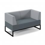 Nera modular soft seating double bench with double back and arms and black frame - elapse grey seat with late grey back NERA-D-BRABLA-K-EG-LG