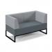 Nera modular soft seating double bench with double back and arms and black frame - elapse grey seat with late grey back