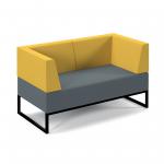 Nera modular soft seating double bench with double back and arms and black frame - elapse grey seat with lifetime yellow back NERA-D-BRABLA-K-EG-LY