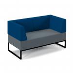 Nera modular soft seating double bench with double back and arms and black frame - elapse grey seat with maturity blue back NERA-D-BRABLA-K-EG-MB