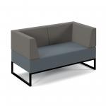 Nera modular soft seating double bench with double back and arms and black frame - elapse grey seat with present grey back NERA-D-BRABLA-K-EG-PG