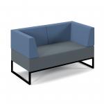 Nera modular soft seating double bench with double back and arms and black frame - elapse grey seat with range blue back NERA-D-BRABLA-K-EG-RB