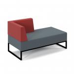 Nera modular soft seating double bench with right hand back and arm and black frame - elapse grey seat with extent red back NERA-D-BRA-K-EG-ER