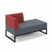 Nera modular soft seating double bench with right hand back and arm and black frame - elapse grey seat with extent red back