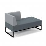 Nera modular soft seating double bench with right hand back and arm and black frame - elapse grey seat with late grey back NERA-D-BRA-K-EG-LG