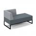 Nera modular soft seating double bench with right hand back and arm and black frame - elapse grey seat with late grey back