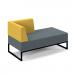 Nera modular soft seating double bench with right hand back and arm and black frame - elapse grey seat with lifetime yellow back