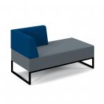 Nera modular soft seating double bench with right hand back and arm and black frame - elapse grey seat with maturity blue back NERA-D-BRA-K-EG-MB