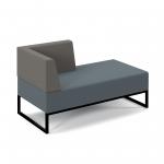 Nera modular soft seating double bench with right hand back and arm and black frame - elapse grey seat with present grey back NERA-D-BRA-K-EG-PG