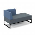 Nera modular soft seating double bench with right hand back and arm and black frame - elapse grey seat with range blue back NERA-D-BRA-K-EG-RB