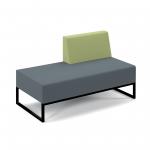 Nera modular soft seating double bench with left hand back and black frame - elapse grey seat with endurance green back NERA-D-LB-K-EG-EN