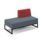 Nera modular soft seating double bench with left hand back and black frame - elapse grey seat with extent red back NERA-D-LB-K-EG-ER