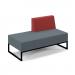 Nera modular soft seating double bench with left hand back and black frame - elapse grey seat with extent red back