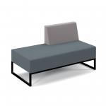 Nera modular soft seating double bench with left hand back and black frame - elapse grey seat with forecast grey back NERA-D-LB-K-EG-FG