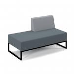 Nera modular soft seating double bench with left hand back and black frame - elapse grey seat with late grey back NERA-D-LB-K-EG-LG