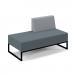 Nera modular soft seating double bench with left hand back and black frame - elapse grey seat with late grey back