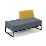 Nera modular soft seating double bench with left hand back and black frame - elapse grey seat with lifetime yellow back NERA-D-LB-K-EG-LY