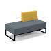 Nera modular soft seating double bench with left hand back and black frame - elapse grey seat with lifetime yellow back