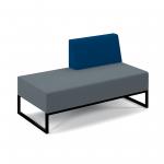 Nera modular soft seating double bench with left hand back and black frame - elapse grey seat with maturity blue back NERA-D-LB-K-EG-MB