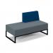 Nera modular soft seating double bench with left hand back and black frame - elapse grey seat with maturity blue back