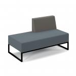 Nera modular soft seating double bench with left hand back and black frame - elapse grey seat with present grey back NERA-D-LB-K-EG-PG