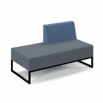 Nera modular soft seating double bench with left hand back and black frame - elapse grey seat with range blue back NERA-D-LB-K-EG-RB