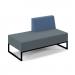 Nera modular soft seating double bench with left hand back and black frame - elapse grey seat with range blue back