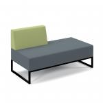 Nera modular soft seating double bench with right hand back and black frame - elapse grey seat with endurance green back NERA-D-RB-K-EG-EN