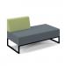 Nera modular soft seating double bench with right hand back and black frame - elapse grey seat with endurance green back