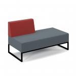 Nera modular soft seating double bench with right hand back and black frame - elapse grey seat with extent red back NERA-D-RB-K-EG-ER
