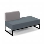 Nera modular soft seating double bench with right hand back and black frame - elapse grey seat with forecast grey back NERA-D-RB-K-EG-FG