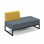 Nera modular soft seating double bench with right hand back and black frame - elapse grey seat with lifetime yellow back NERA-D-RB-K-EG-LY