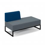 Nera modular soft seating double bench with right hand back and black frame - elapse grey seat with maturity blue back NERA-D-RB-K-EG-MB