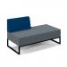 Nera modular soft seating double bench with right hand back and black frame - elapse grey seat with maturity blue back