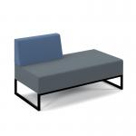 Nera modular soft seating double bench with right hand back and black frame - elapse grey seat with range blue back NERA-D-RB-K-EG-RB
