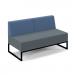 Nera modular soft seating double bench with right hand back and black frame - elapse grey seat with range blue back