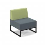 Nera modular soft seating single bench with back and black frame - elapse grey seat with endurance green back NERA-S-B-K-EG-EN