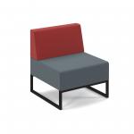 Nera modular soft seating single bench with back and black frame - elapse grey seat with extent red back NERA-S-B-K-EG-ER