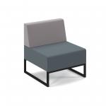 Nera modular soft seating single bench with back and black frame - elapse grey seat with forecast grey back NERA-S-B-K-EG-FG