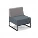 Nera modular soft seating single bench with back and black frame - elapse grey seat with forecast grey back