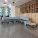 Nera modular soft seating single bench with back and black frame - elapse grey seat with late grey back NERA-S-B-K-EG-LG