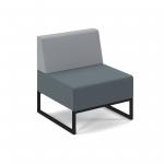 Nera modular soft seating single bench with back and black frame - elapse grey seat with late grey back NERA-S-B-K-EG-LG